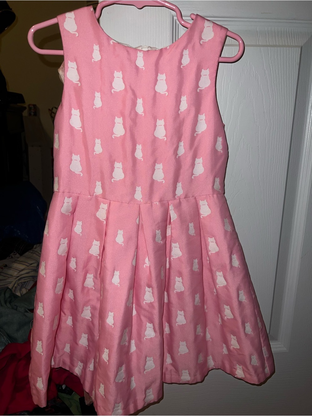 Charabia Girls' Pink Cat Print Sleeveless party Dress